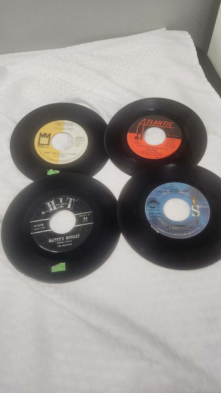 Lot of 4 Vintage 7-inch 45 RPM Vinyl Records (Phil Collins, Carol Douglas, B.T.